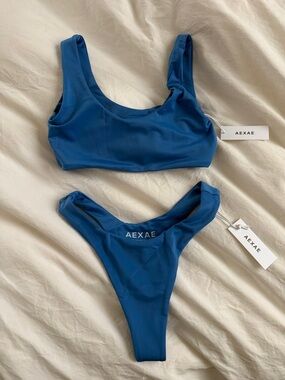 AEXAE Bright Blue Scoop Bikini Set